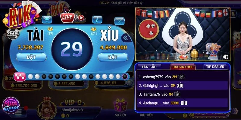 Tài Xỉu RIKVIP: Game Cá Cược Xanh Chín, Chơi Liền Tay 1 Cá cược tài xỉu tại cổng game RIKVIP có lượt chơi đông đảo.
